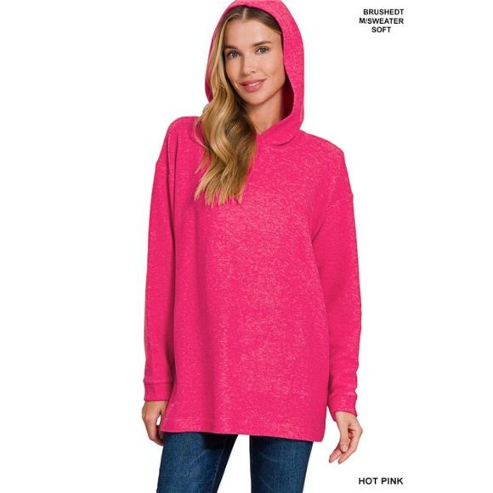 ✨NWT Zenana Hooded Brushed Melange‎ Hacci Sweater